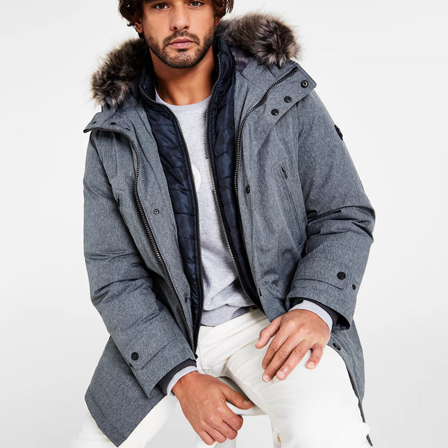 Michael Kors Men's Hooded Bib Snorkel Parka Coat