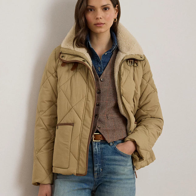Lauren Ralph Lauren Women's Faux-Fur-Collar Diamond Quilted Jacket