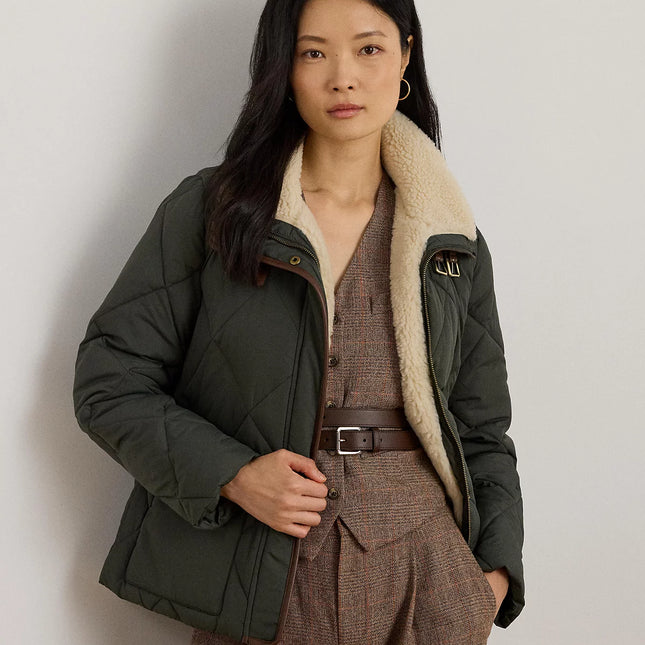 Lauren Ralph Lauren Women's Faux-Fur-Collar Diamond Quilted Jacket