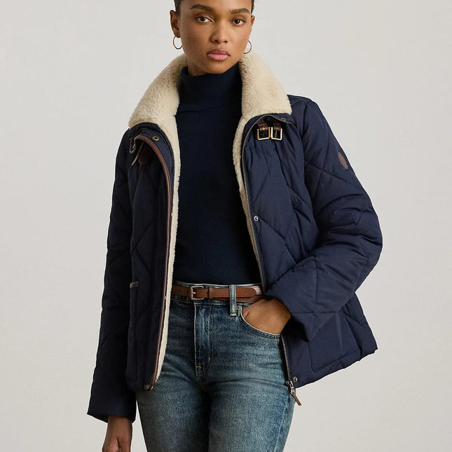 Lauren Ralph Lauren Women's Faux-Fur-Collar Diamond Quilted Jacket