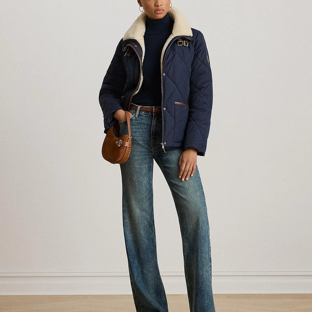 Lauren Ralph Lauren Women's Faux-Fur-Collar Diamond Quilted Jacket