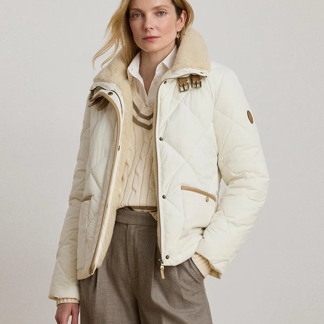Lauren Ralph Lauren Women's Faux-Fur-Collar Diamond Quilted Jacket