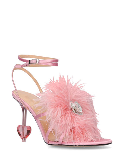 Mach & Mach 95mm Feather & satin sandals