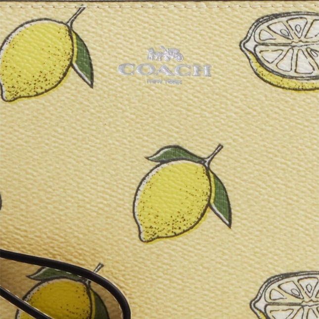 Corner Zip Wristlet With Lemon Print
