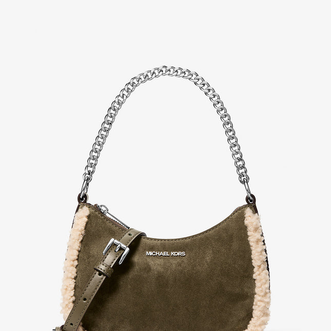 Michael Kors Jet Set Small Suede and Faux Shearling Convertible Crossbody Bag
