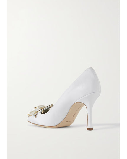 MANOLO BLAHNIK 90 embellished grosgrain pumps