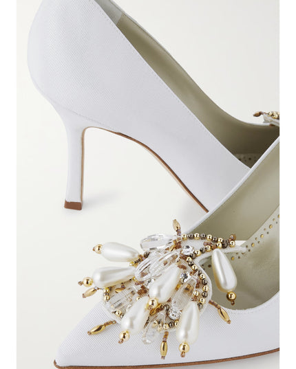 MANOLO BLAHNIK 90 embellished grosgrain pumps